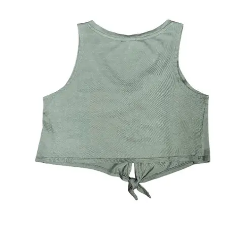 Heart & Hips  Green V Neck Knot Front Crop Tank Top Size Medium