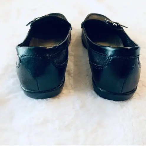 Thom McAn Black Leather Slip On Loafers Size 5.5 Professional Work Flats