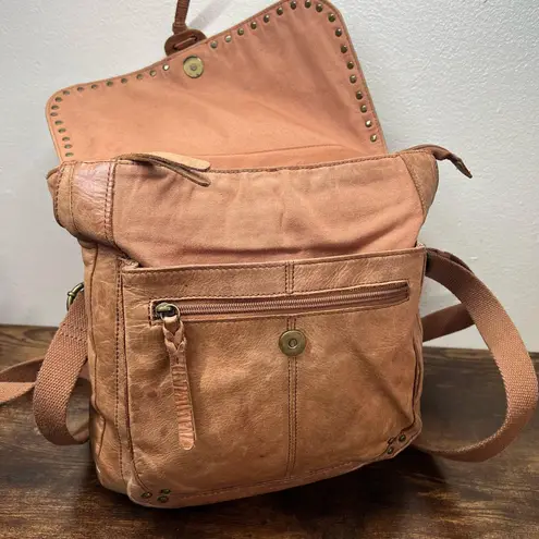 The Sak Ventura Backpack Leather Embossed Convertible Crossbody Shoulder Bag Tan