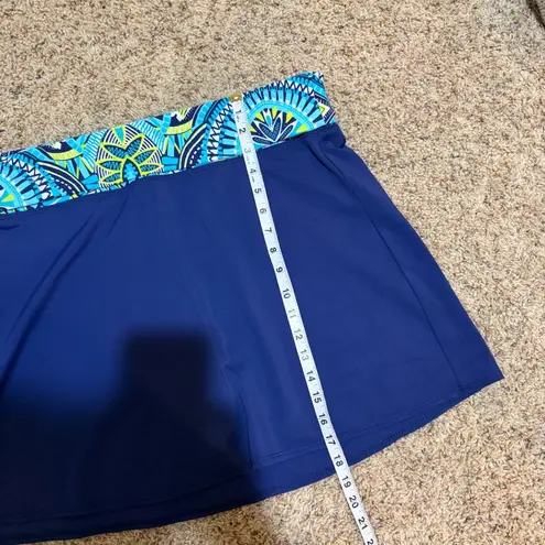 Title Nine Navy Blue Foldover Patterned Waist Waistband Splash Swim Skirt