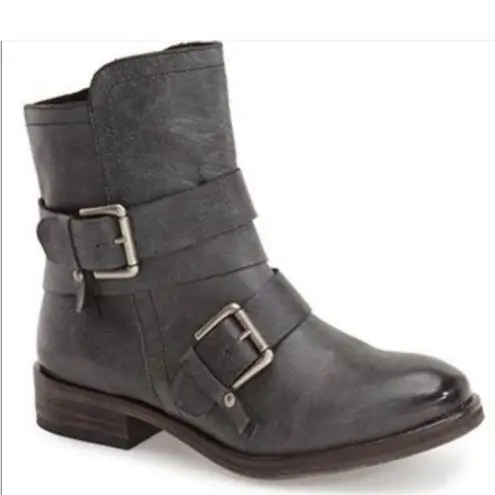 Treasure & Bond Distressed Faded Black Moto Ankle Boots