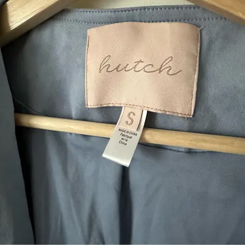 Hutch Anthropologie Draped Faux Suede Open Jacket Blazer Blue Gray Size S