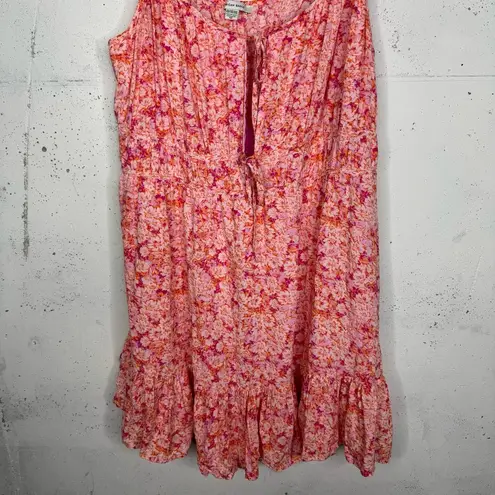 American Eagle  Pink Orange Floral Peplum Ruffle Hem Mini Strap Dress XXL