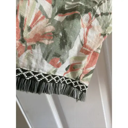 Chico's  2‎ Womens Medium Havana Background Fringe Trim Long Sleeve Mountain Pine