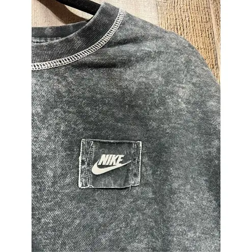 Nike  SPORTSWEAR REBEL CREWNECK GREY ACID WASH CROPPED SWEATSHIRT