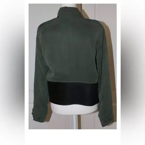 BB Dakota  Collective Green Jacket With Leather Trim Size Small