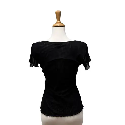 Cartise Embellished Shirt Sz M Black Silver Sequins Beaded Glam Y2K FairyGrunge Size M