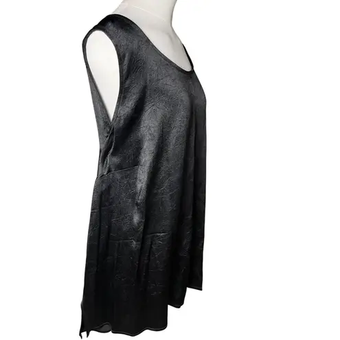 Vintage Carole Little II Black Crinkled Satin Swing Tank Top 24W Y2K Plus
