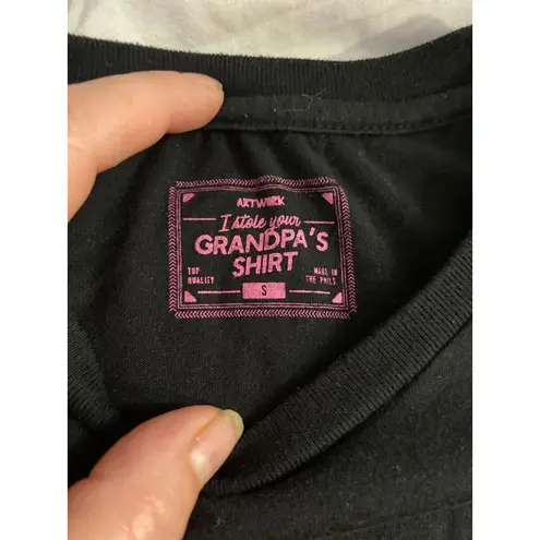 I Stole Your Grandpa’s Shirt “Do Not Blink” Horror Graphic Tee S Black