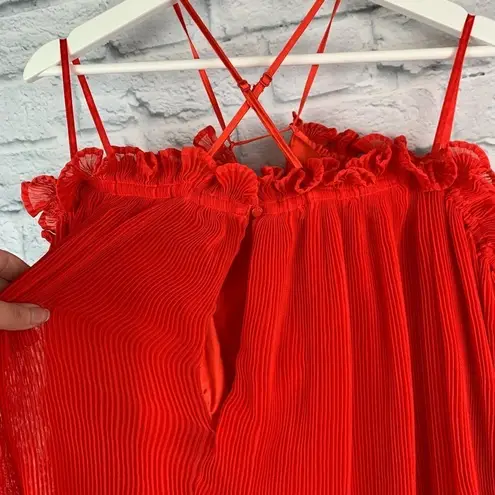 Alice McCALL Do You Mean Red Pleated Off the Shoulder Blouse 4 NWT