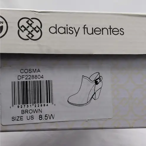 Daisy Fuentes Cosma Womens Ankle Boots Size 8.5W Brown Vegan Chunky Heel Casual