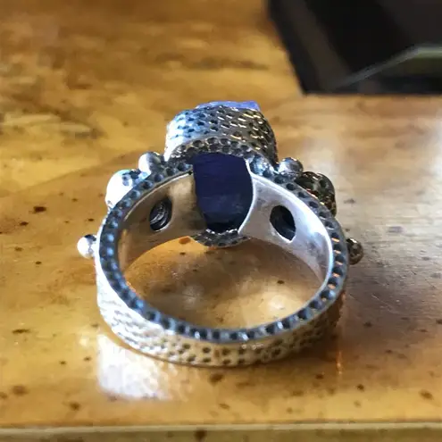 Natural Tanzanite Ethiopian Opal Sterling Silver Ring Size 5