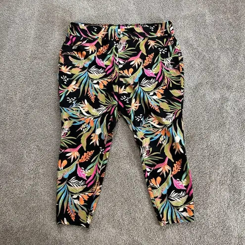 Terra & Sky NEW Tropical Mid Rise Jegging in Black size 3X by 