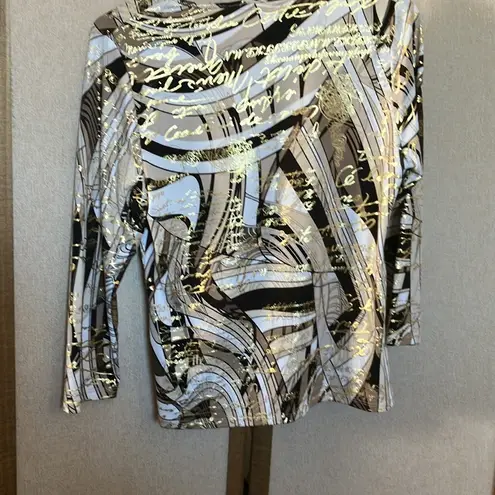 Allison Daley Gold and Black Graphic top petite xs