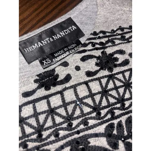 Hemant & Nandita Anthropologie XS Silk Skirt W/Embellished Cotton Bodice