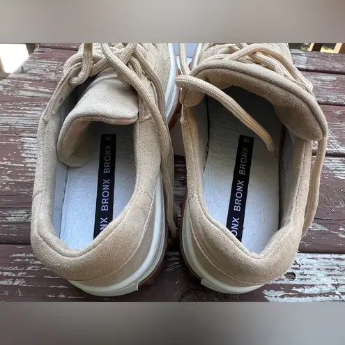 Bronx Jaxstar W/Gum Sole Women Neutral Suede Chunky Streetwear Sneakers|Sz:36EU Tan Size 5