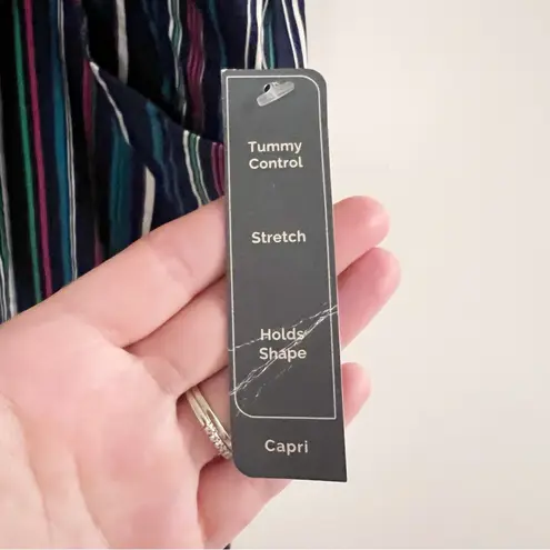 Terra & Sky Navy Blue Multicolor Striped Capri NEW Size 3X