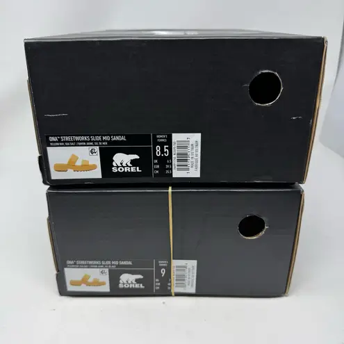 Sorel Ona Slide Sandals Yellow Ray Platform Leather Size 8.5 NWT
