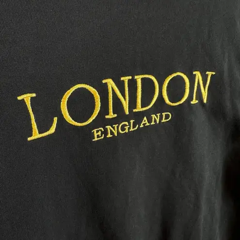 ASOS  Black Gold Embroidered London England Crew Neck Long Sleeve Sweatshirt Sz 6