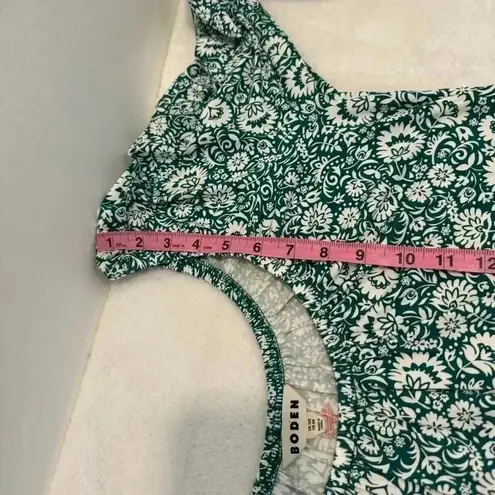 BODEN Scoop Tiered Jersey Mini Dress UK Size 8R Bottle Green Bloom Cascade NWT