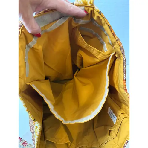 Daren's Bags Quilted Patchwork Tote Purse with Accessories Brown Yellow Orange