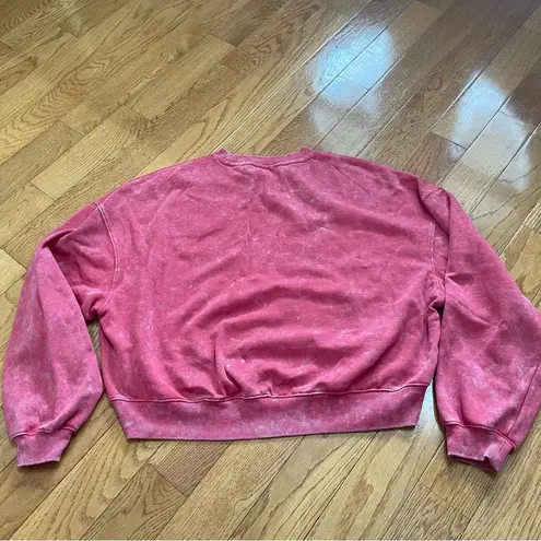 Vinyl Icons Women’s Cotton short heart patched oversized sweatshirt red Sz L Size L