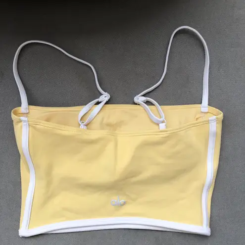 Alo Yoga Airbrush Streamlined Bra Tank Warm Butter/White XS