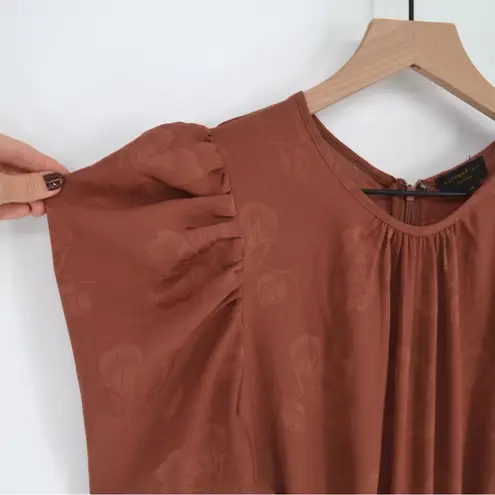 Current Air Anthro Castille Floral Jacquard Wide Leg Jumpsuit Pink Women's XS