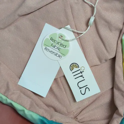 NWT Citrus Tie Dye Blue Pink Yellow Peach Ruched Waistband Swim Boy Shorts Large