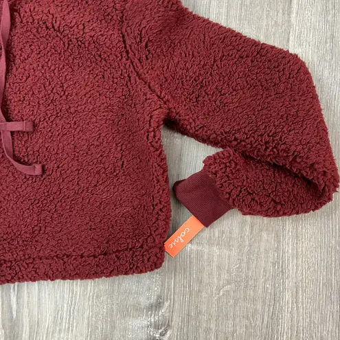 Colsie Women's Crisp Berry Sherpa Lounge Hooded Sweatshirt