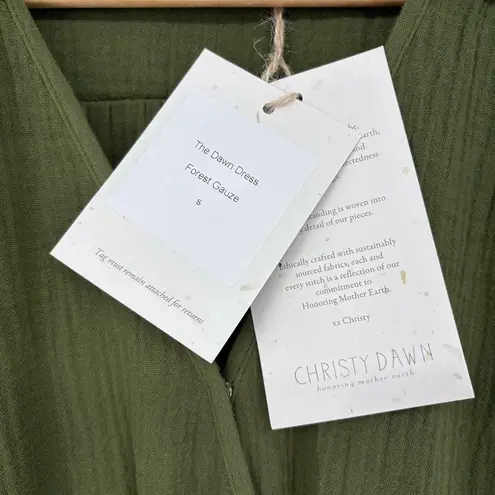 Christy Dawn NWT The Dawn Cotton Gauze Midi Dress | Sz Small | Forest Green