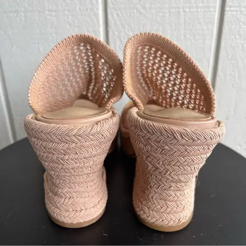 Tony Bianco Matrix Woven Wedge Heel Sandals in Skin Nude Beige Tan Size 8