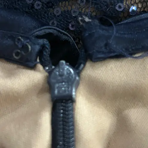 Slny Dress Womens 12 Navy Sleeveless Layered Lace W/ Satin Collar Back Zip