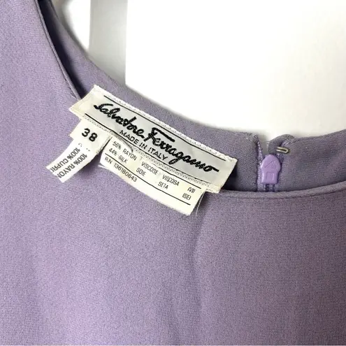 Salvatore Ferragamo Silk Sleeveless Shift Dress in Lilac Purple Vintage