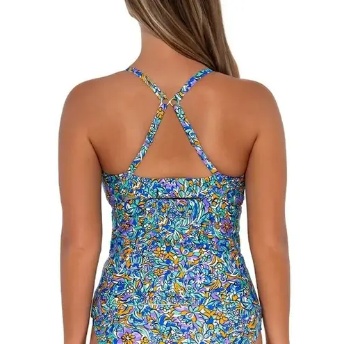 NWT Sunsets Pansy Fields Elsie Tankini Top Floral 2 Way Wear 36E/34F/32G Beach Size XS
