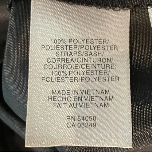 Evan Picone Chiffon Maxi Dress Ribbon Wrapped & Draped Waist Black Size 6