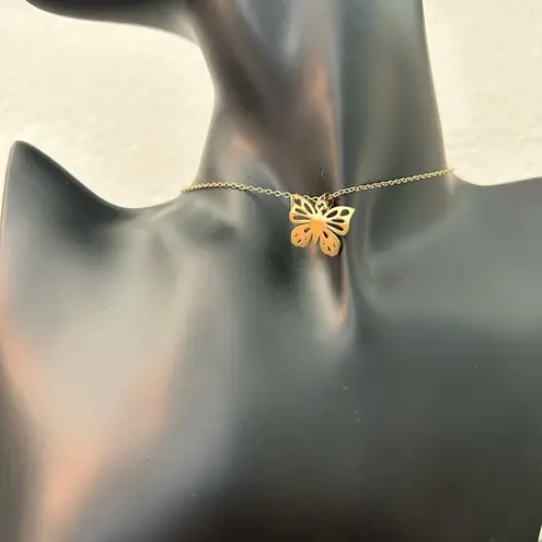 gold butterfly necklace and earring set