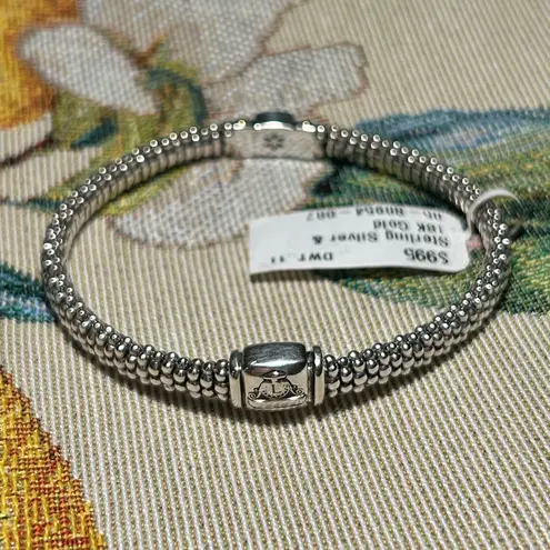 NWT Lagos 925 Sterling Silver & 18K Gold Diamond Caviar Bracelet