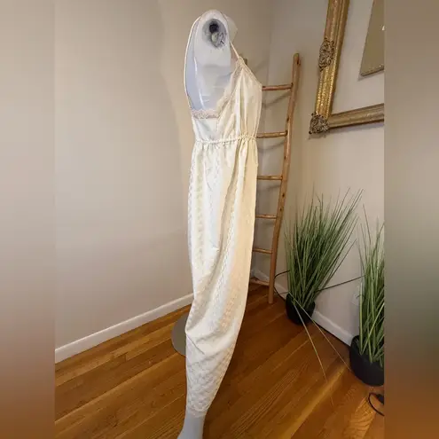 Givenchy Intimates Full Length Slit Nightgown Lace Trim Strappy Size Lg Ivory