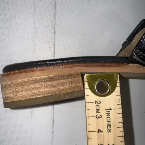 Trotters Minimalist Old Money Black Leather Mule Sandals Shoes Flats Size 7.5