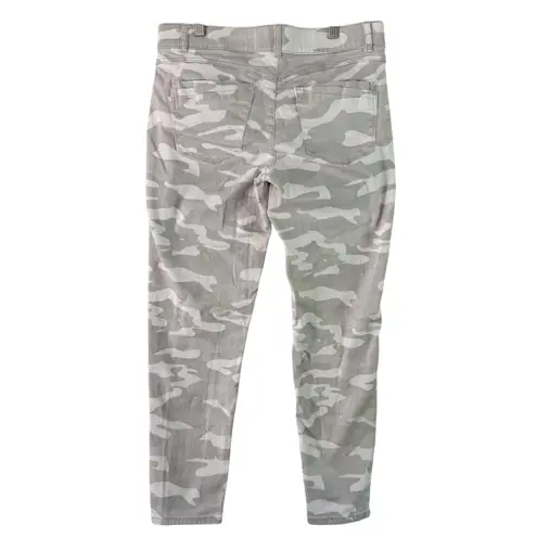 Democracy Ab Solution Gray Camo Print Skinny Ankle Pants Zipper Pockets Womens