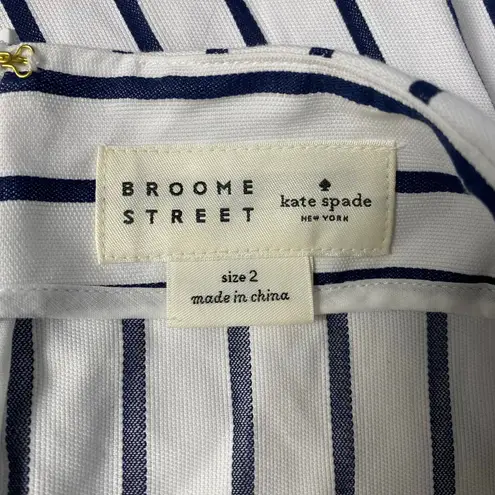 Kate Spade Broome Street Pleated Striped Knee Length Skirt Size 2 White