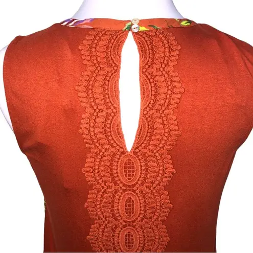 Daniel Rainn Quin Floral Lace Trim Keyhole Tank Small NWT