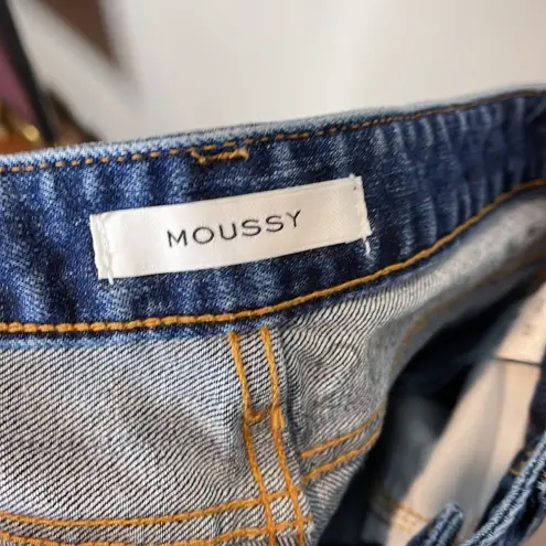 MOUSSY Vintage Distressed Fringe Hem Ankle Skinny Blue Size 26