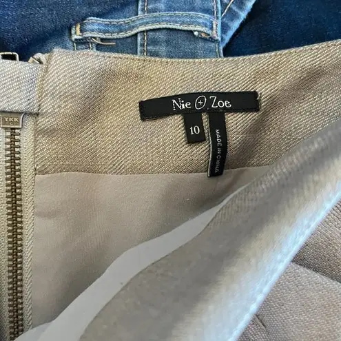 Nic+Zoe Linen Womens Size 10 Mini Skirt Silver Gray Shimmer Lined Work A Line