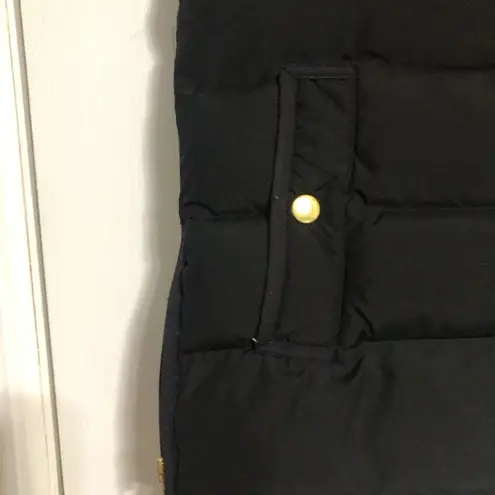 J. Crew Black Quilted Puffer Vest with High Collar gold side zippers women’s XXS