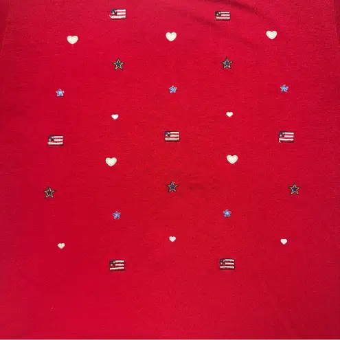 Jason Maxwell Vintage Red Patriotic T-Shirt USA Flag Hearts Stars Size Large