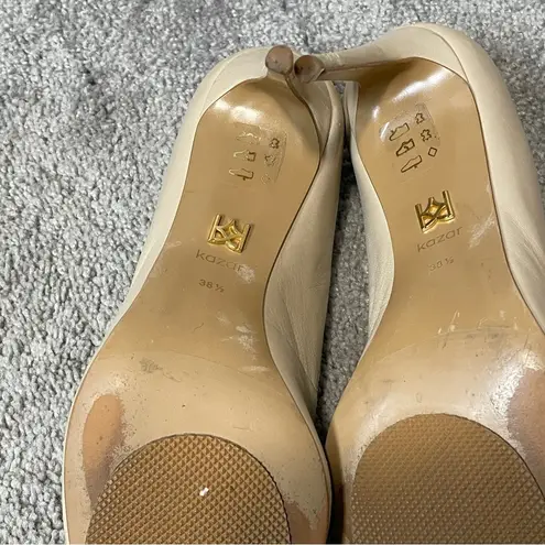 Laurence Kazar Kazar Women's Beige Leather Stiletto Pumps Size 38.5/US 7.5