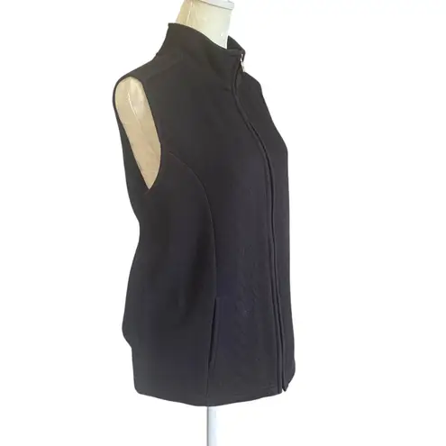 Women's black sleeveless soft stretchy zip up vest with mock collar and pockets Size please see measurements
