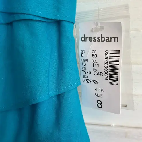 Dress Barn  Womens Size 8 turquoise sleeveless tiered ruffle beaded dress NWT - Image 3